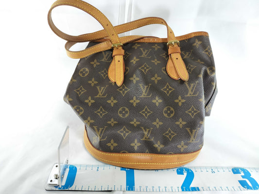 LOUIS VUITTON Monogram Bucket PM Tote Bag with Pouch