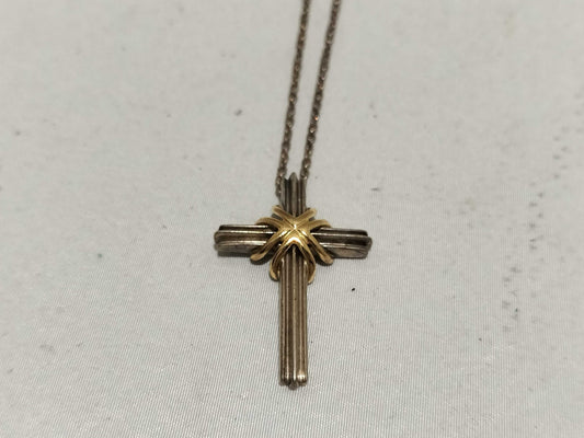 Tiffany & Co. 925/750 Signature Cross SV925 7.4g Necklace