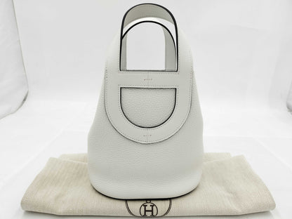 HERMES In the Loop White Handbag with Gold Hardware and B Stamp