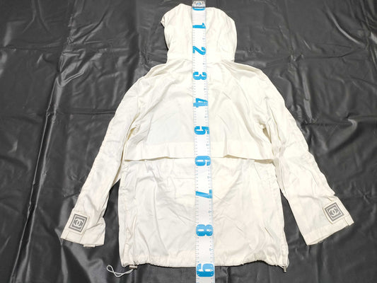 CHANEL 01P Half-Zip Hoodie White Other Apparel