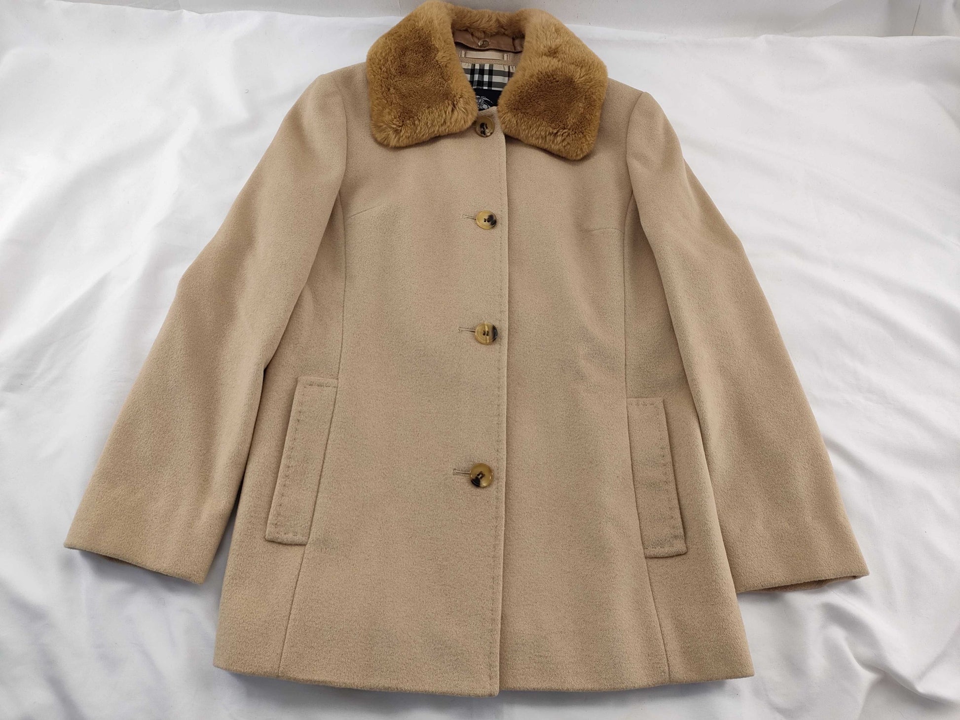 BURBERRY Angora and Wool Coat with Fur