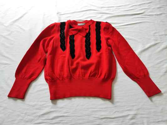 Yves Saint Laurent Ribbon Red Knit Top Tops