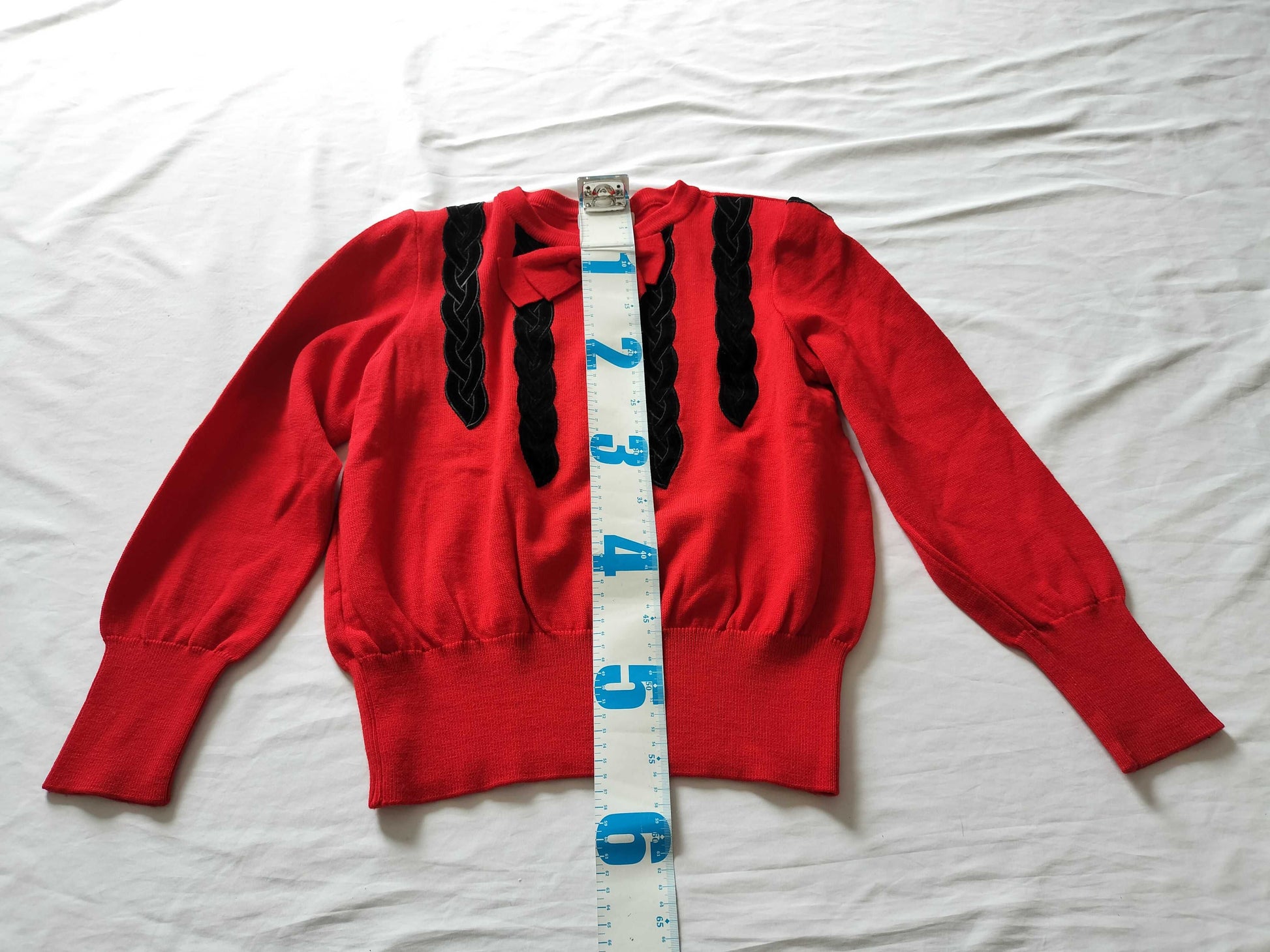 Yves Saint Laurent Ribbon Red Knit Top Tops