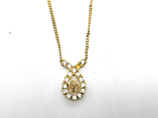 Dior CD logo necklace with rhinestones and gold accents