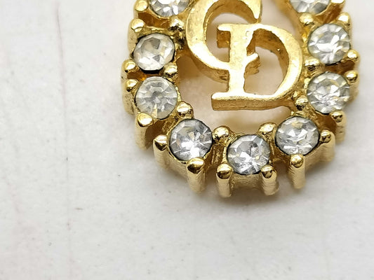 Dior CD logo necklace with rhinestones and gold accents