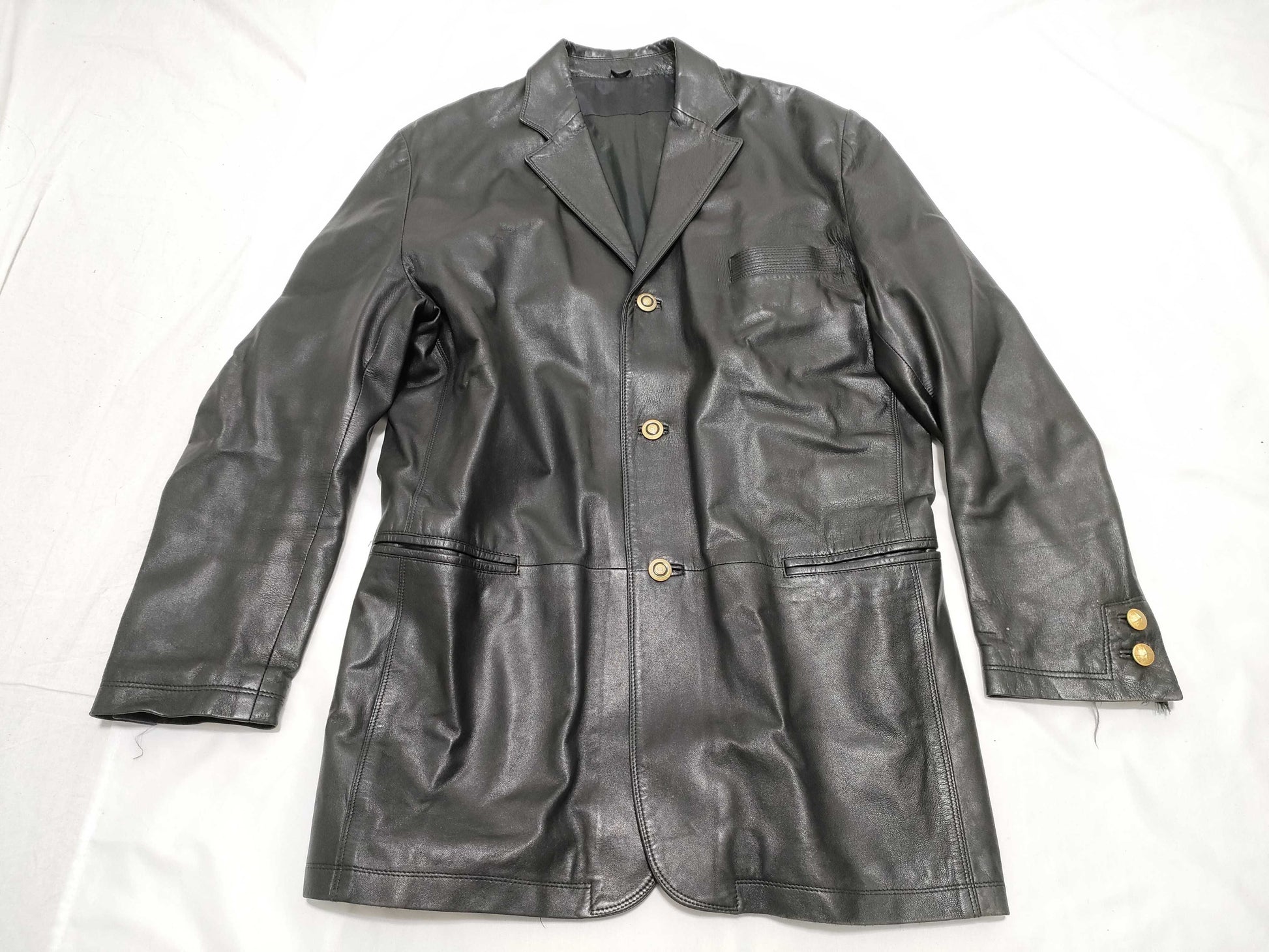 VERSACE V2 by VERSACE Leather Jacket with Gold Buttons