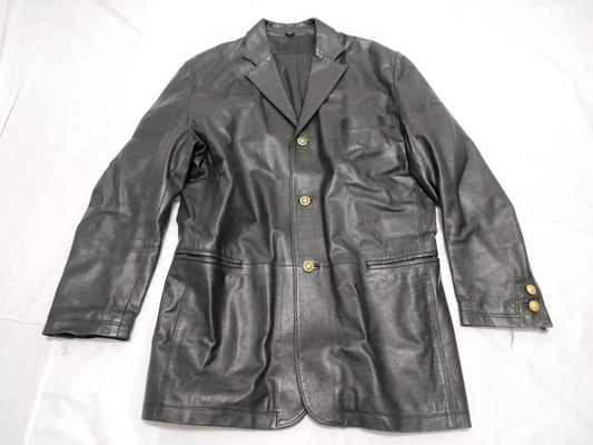 VERSACE V2 by VERSACE Leather Jacket with Gold Buttons
