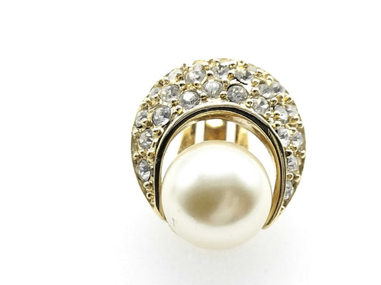 Dior Earrings Pearl Stone Gold Earrings