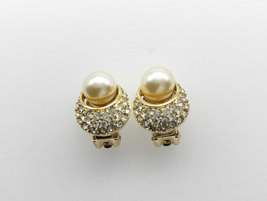 Dior Earrings Pearl Stone Gold Earrings