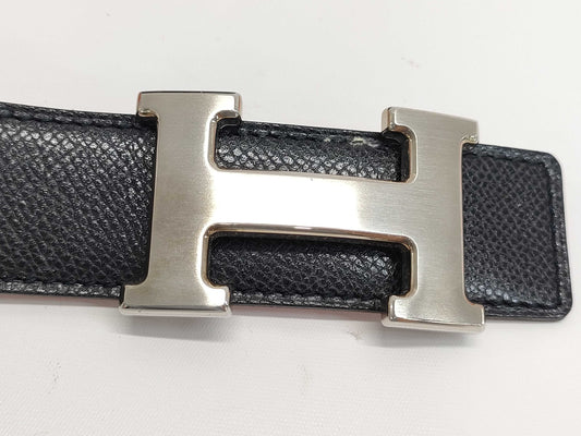 HERMES Constance Silver Hardware F 80 Black/Orange Belt