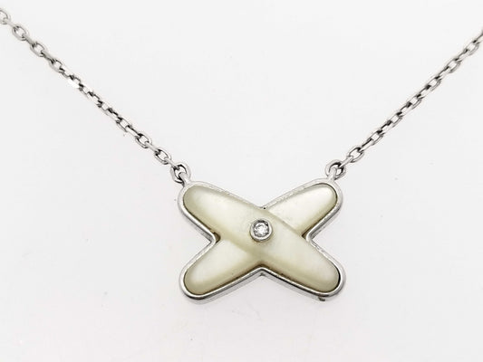 CHAUMET Lien Mother of Pearl 1PD White Gold Au750 3.3g Necklace 