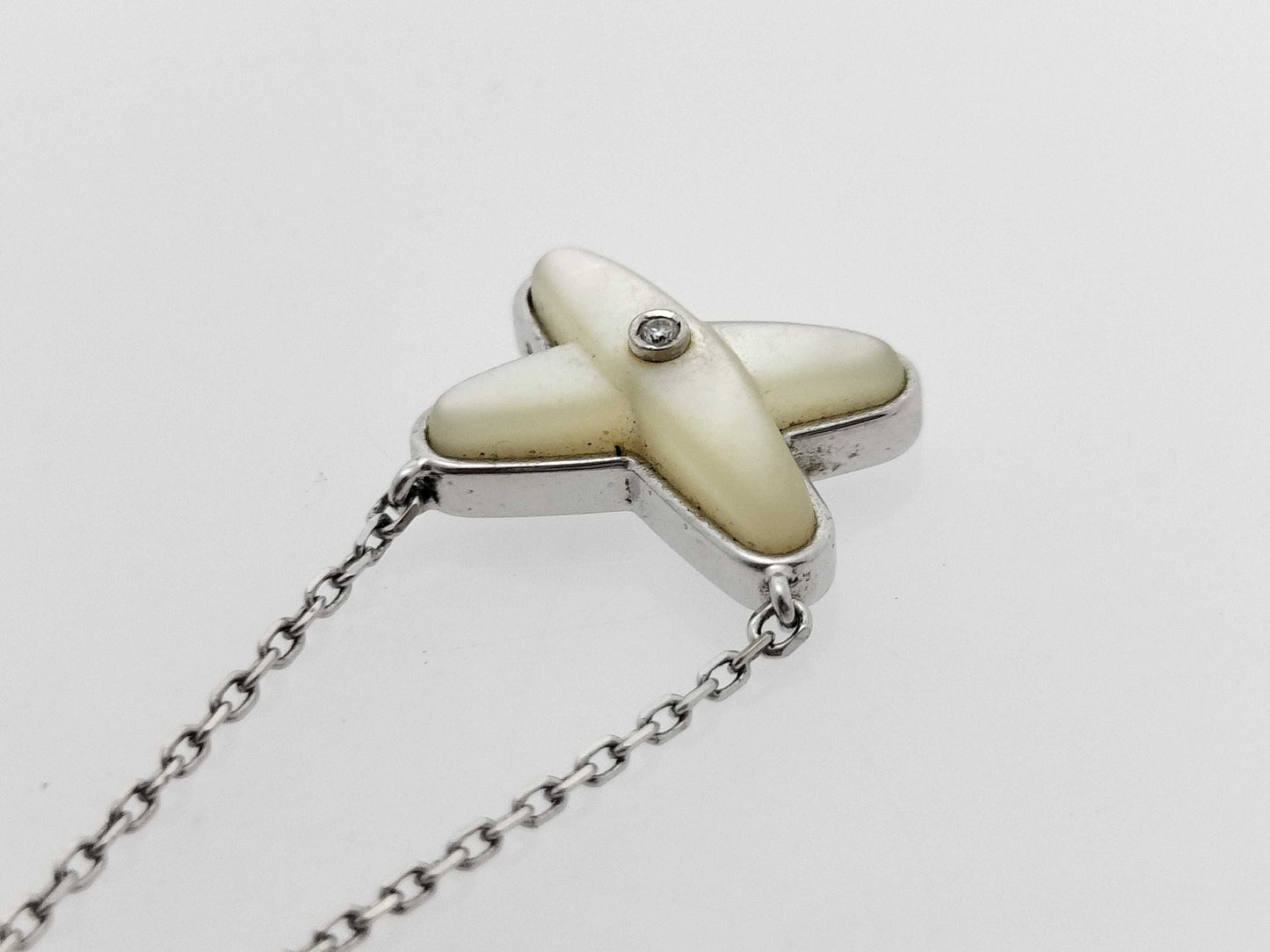 CHAUMET Lien Mother of Pearl 1PD White Gold Au750 3.3g Necklace 