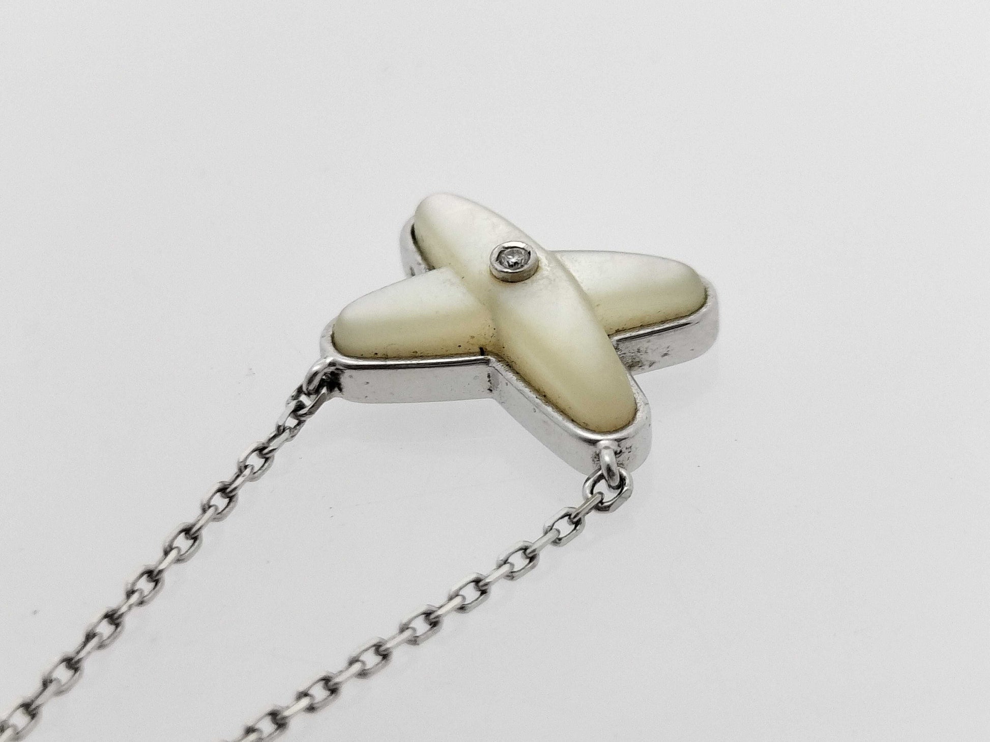 CHAUMET Lien Mother of Pearl 1PD White Gold Au750 3.3g Necklace 