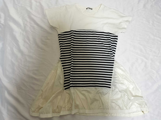 MONCLER Short Sleeve Ruffle Striped Shirt