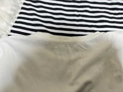 MONCLER Short Sleeve Ruffle Striped Shirt