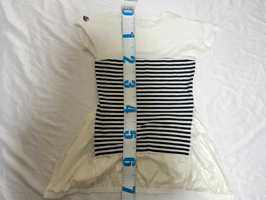 MONCLER Short Sleeve Ruffle Striped Shirt
