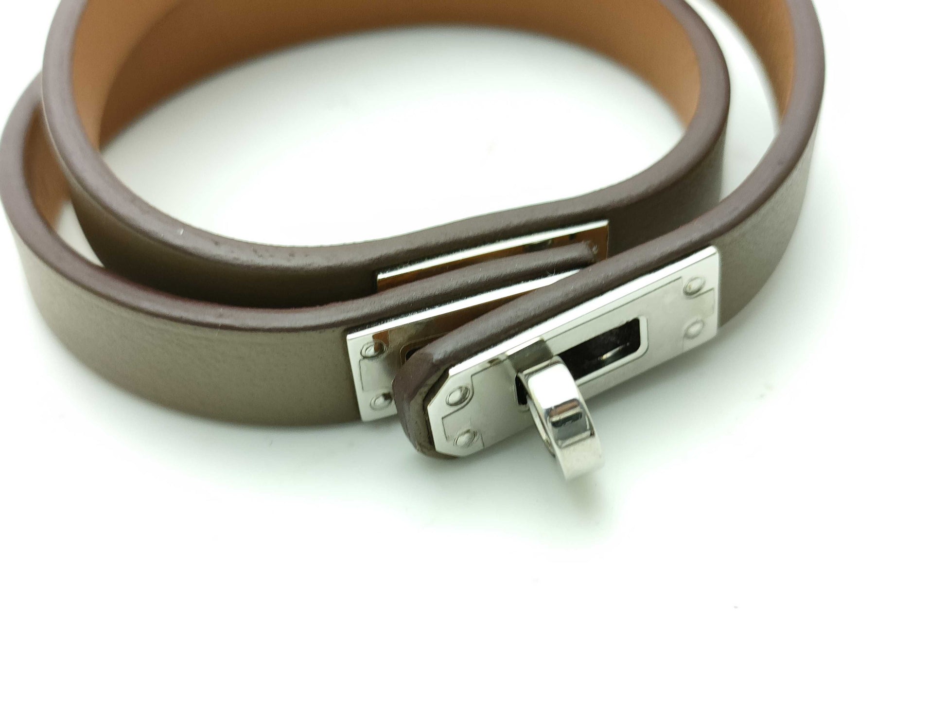 HERMES Mini Kelly Double Tour W Engraved Bracelet/Bangle