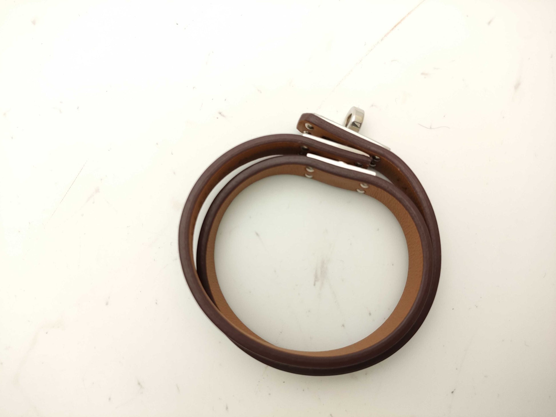 HERMES Mini Kelly Double Tour W Engraved Bracelet/Bangle