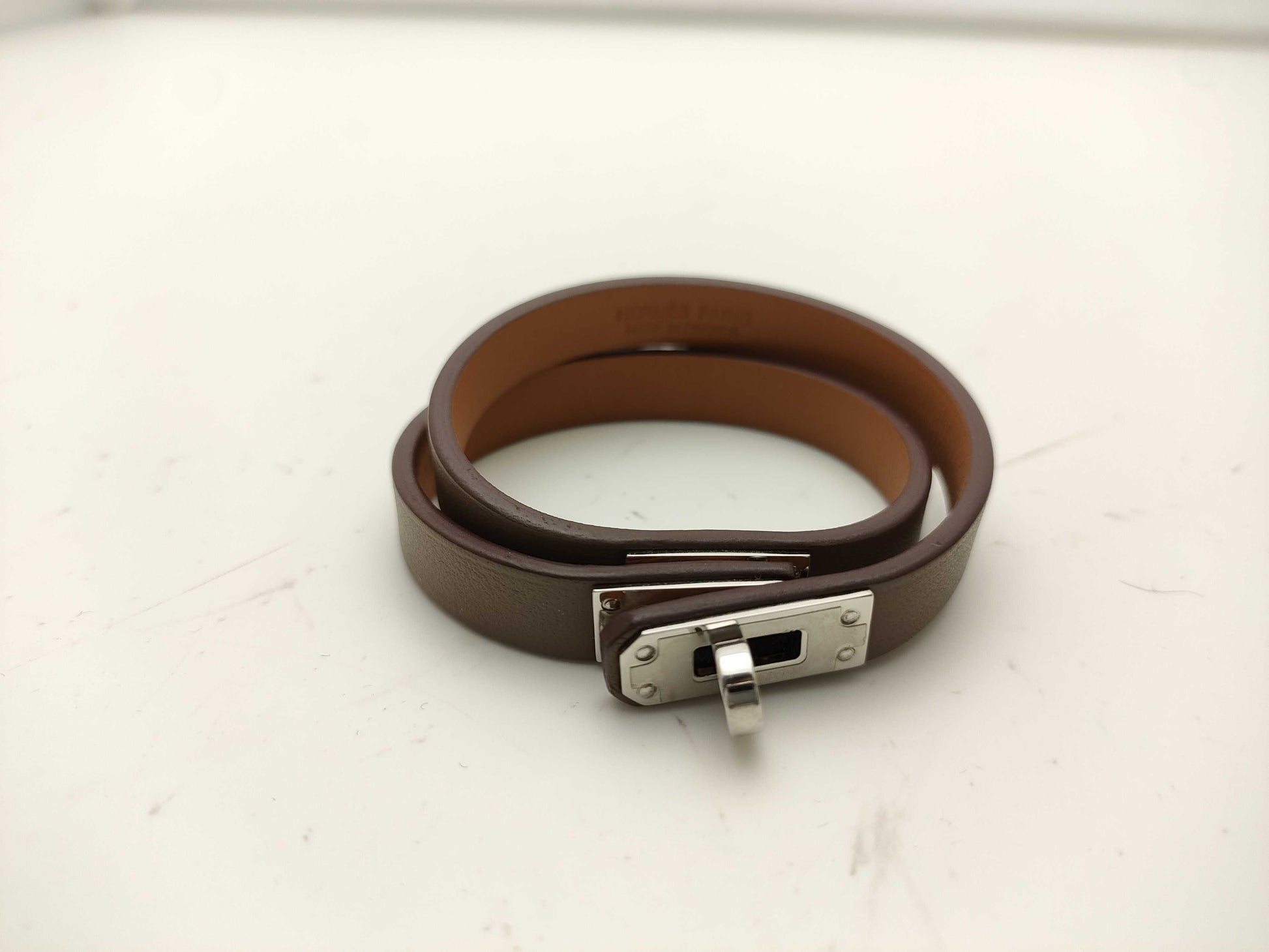 HERMES Mini Kelly Double Tour W Engraved Bracelet/Bangle