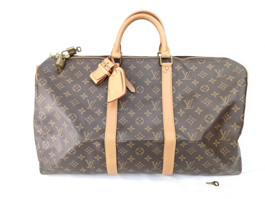 LOUIS VUITTON Monogram Keepall 50 Bandouliere Boston Bag