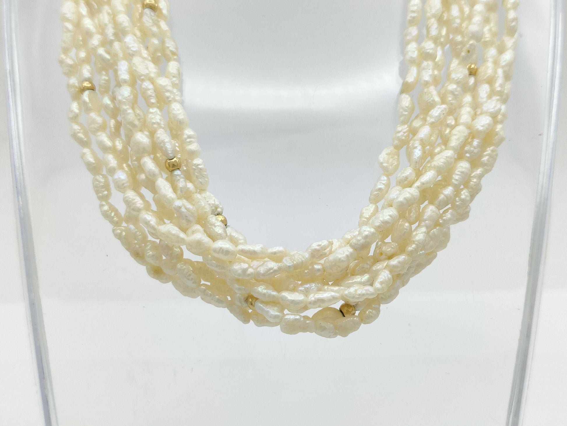 10-strand pearl METAL necklace, 72.3g 
