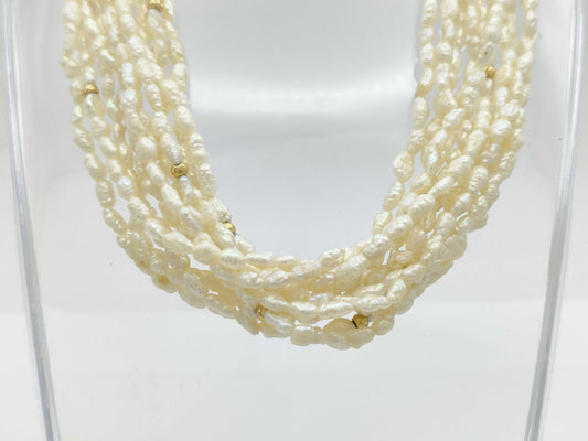 10-strand pearl METAL necklace, 72.3g 
