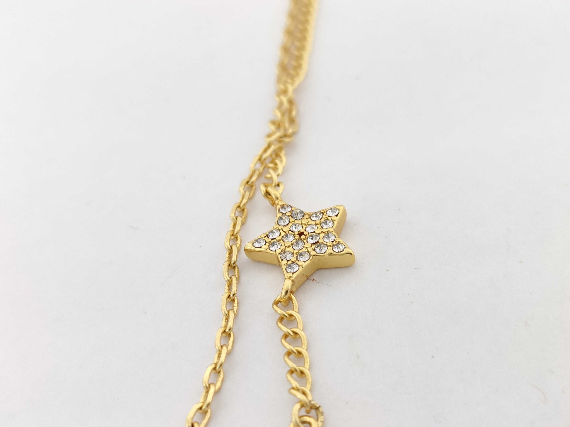 Dior Rhinestone Star Necklace Gold Necklace