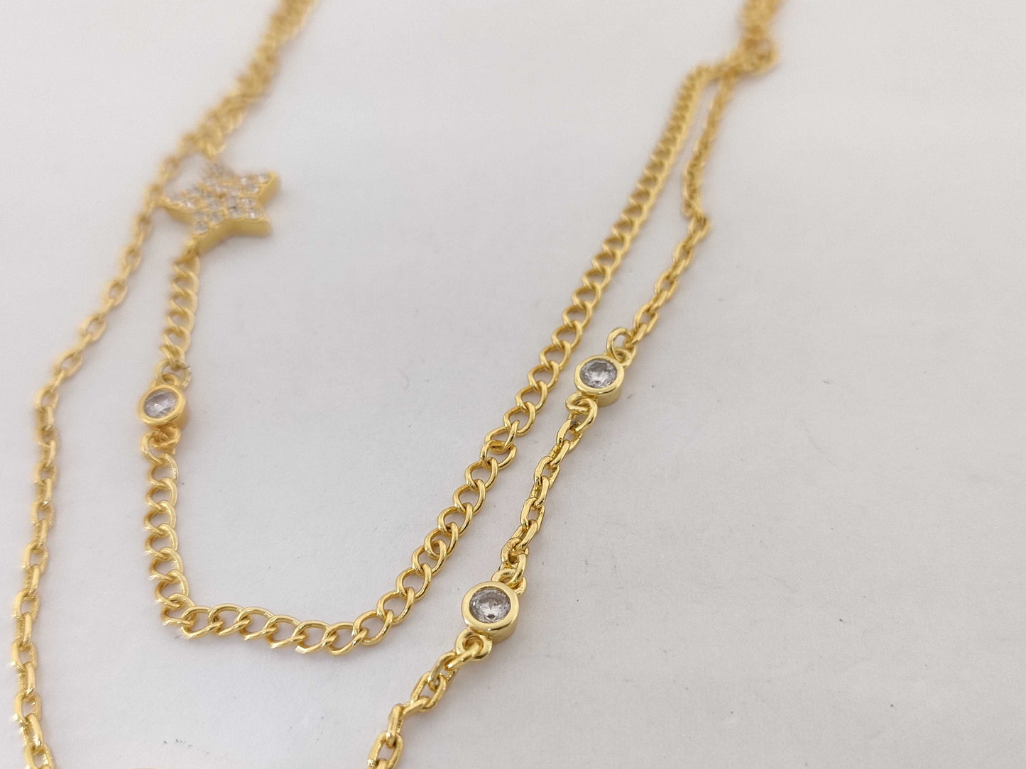 Dior Rhinestone Star Necklace Gold Necklace
