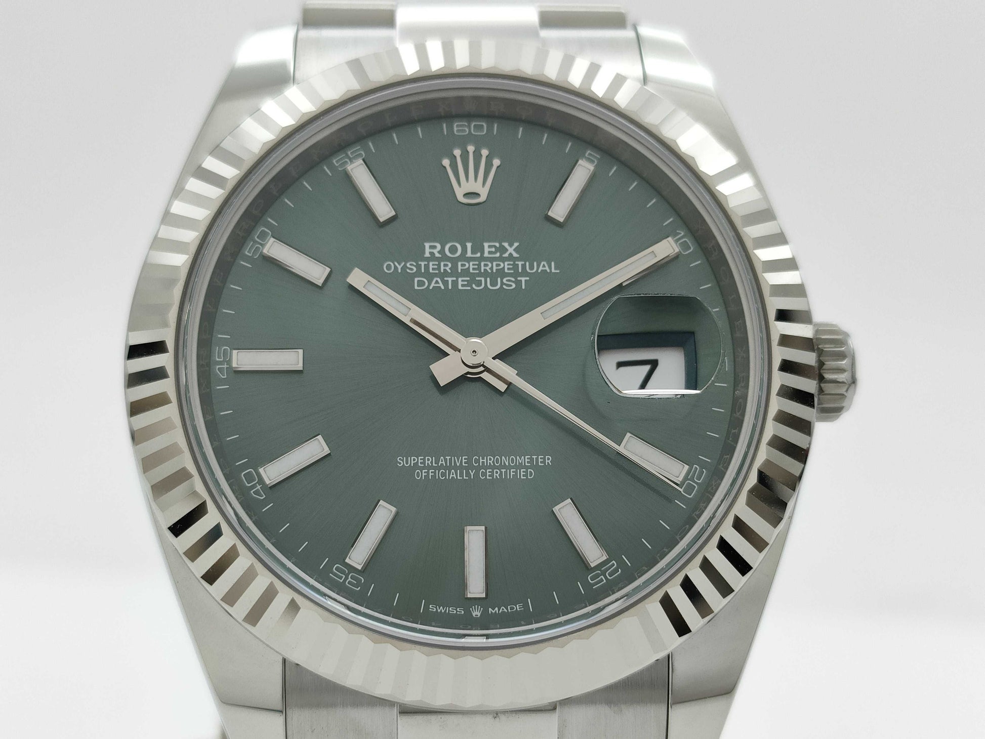 ROLEX 126334 651R0407 Mint Green Men's Watch