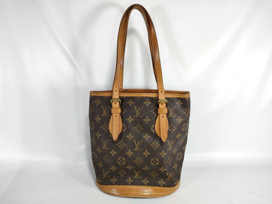 LOUIS VUITTON Monogram M42238 Bucket PM Tote Bag 