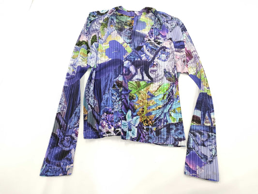 ISSEY MIYAKE Pleats Please all-over print top