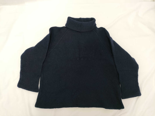 FENDI Knit Logo Top Navy Turtleneck Top