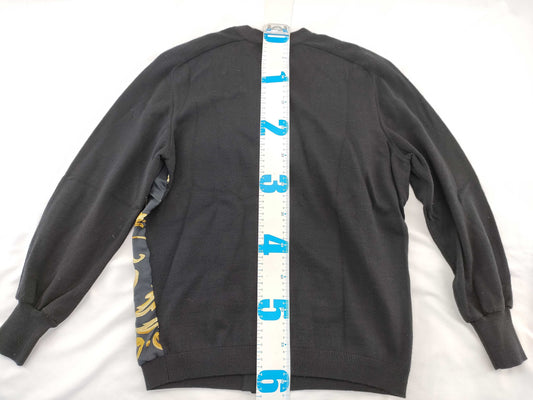 HERMES Twill Reine Silk and Knit Top Black Cardigan