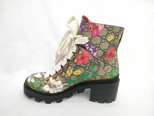 GUCCI Floral Print Short Boots PVC 602184 Other Shoes