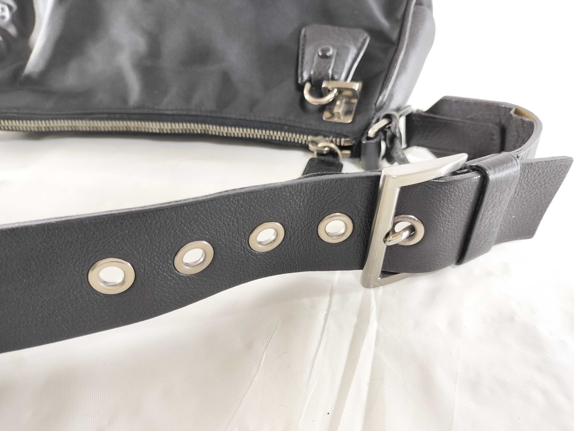 PRADA Nylon Leather Semi-Shoulder Bag