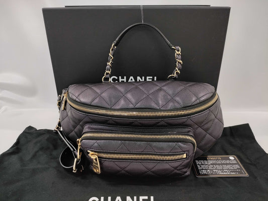 CHANEL Matelasse Caviar Skin Waist Bag
