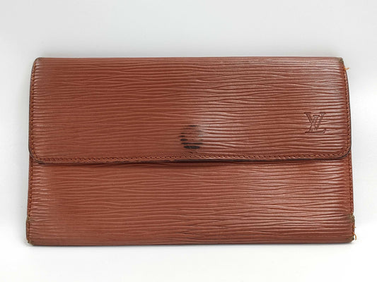 LOUIS VUITTON Epi Portefeuille Sarah Reddish Brown Wallet