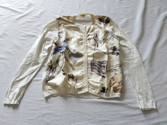 HERMES Twill Reine Cardigan in White