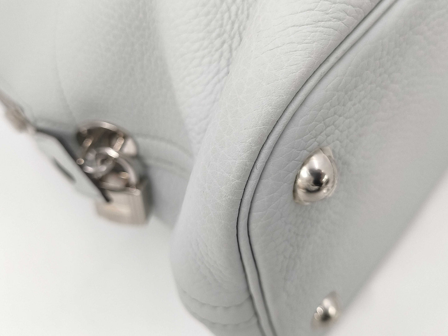 HERMES Bolide 31 Taurillon Clemence Leather Handbag in Pastel Blue with Silver Hardware [Stamped] D