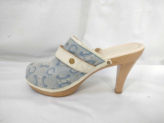 CELINE C Macadam Clog Sandals