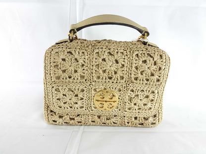 Tory Burch Chain Shoulder Basket Bag Raffia Shoulder Bag