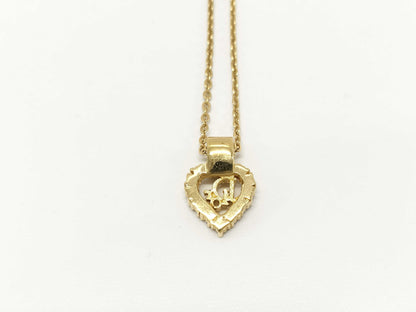 Dior Rhinestone Heart Logo Necklace