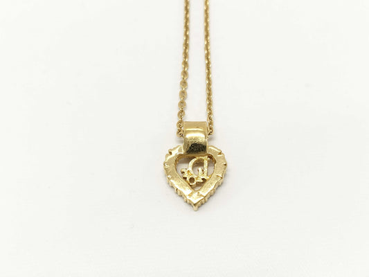 Dior Rhinestone Heart Logo Necklace