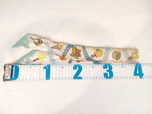 HERMES Twilly Funny Ice Cream Blue/White Scarf