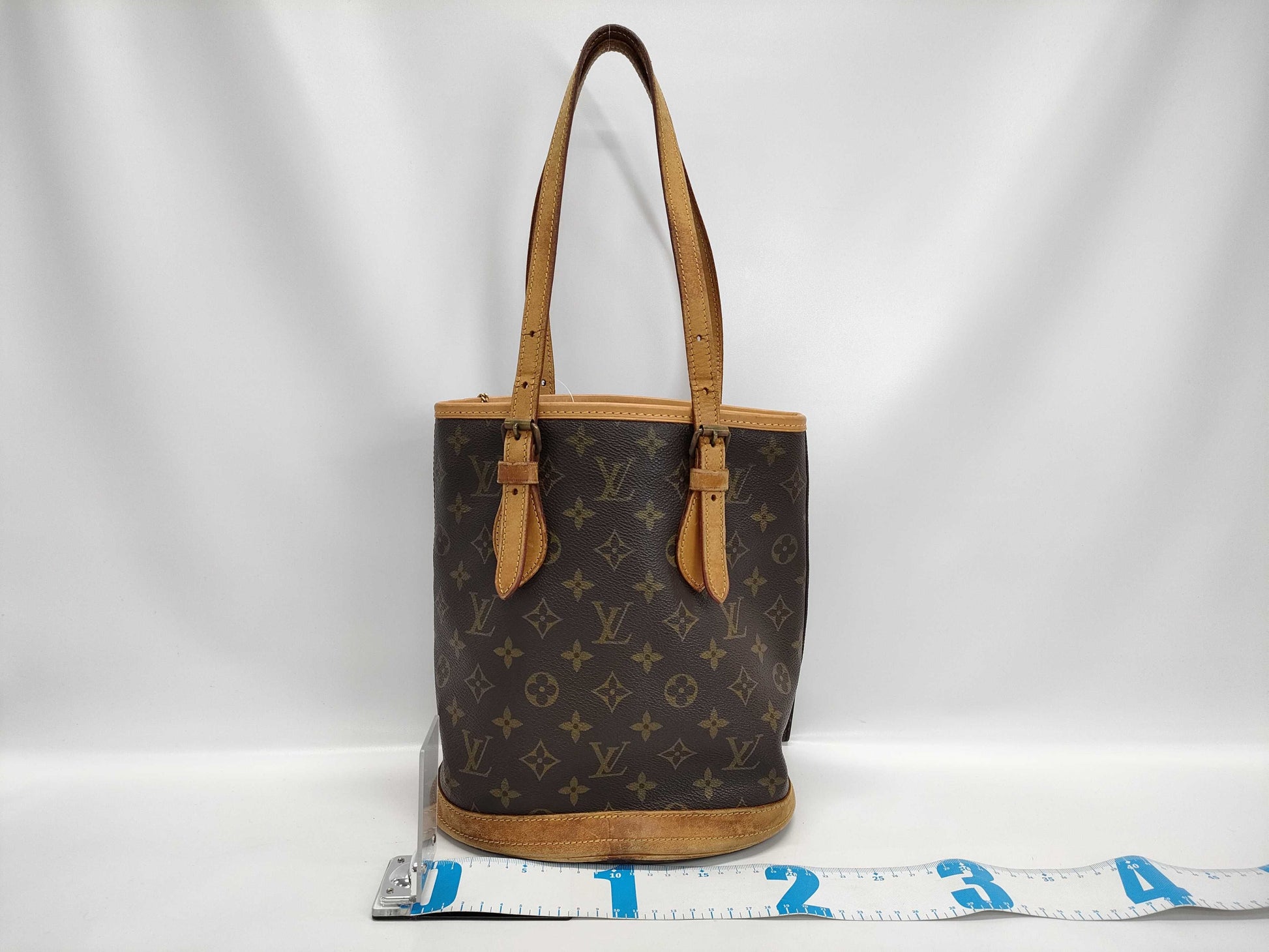 LOUIS VUITTON Monogram Bucket PM Tote Bag with Pouch