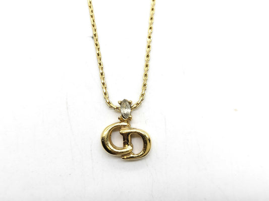 Dior Gold Plated Logo Necklace