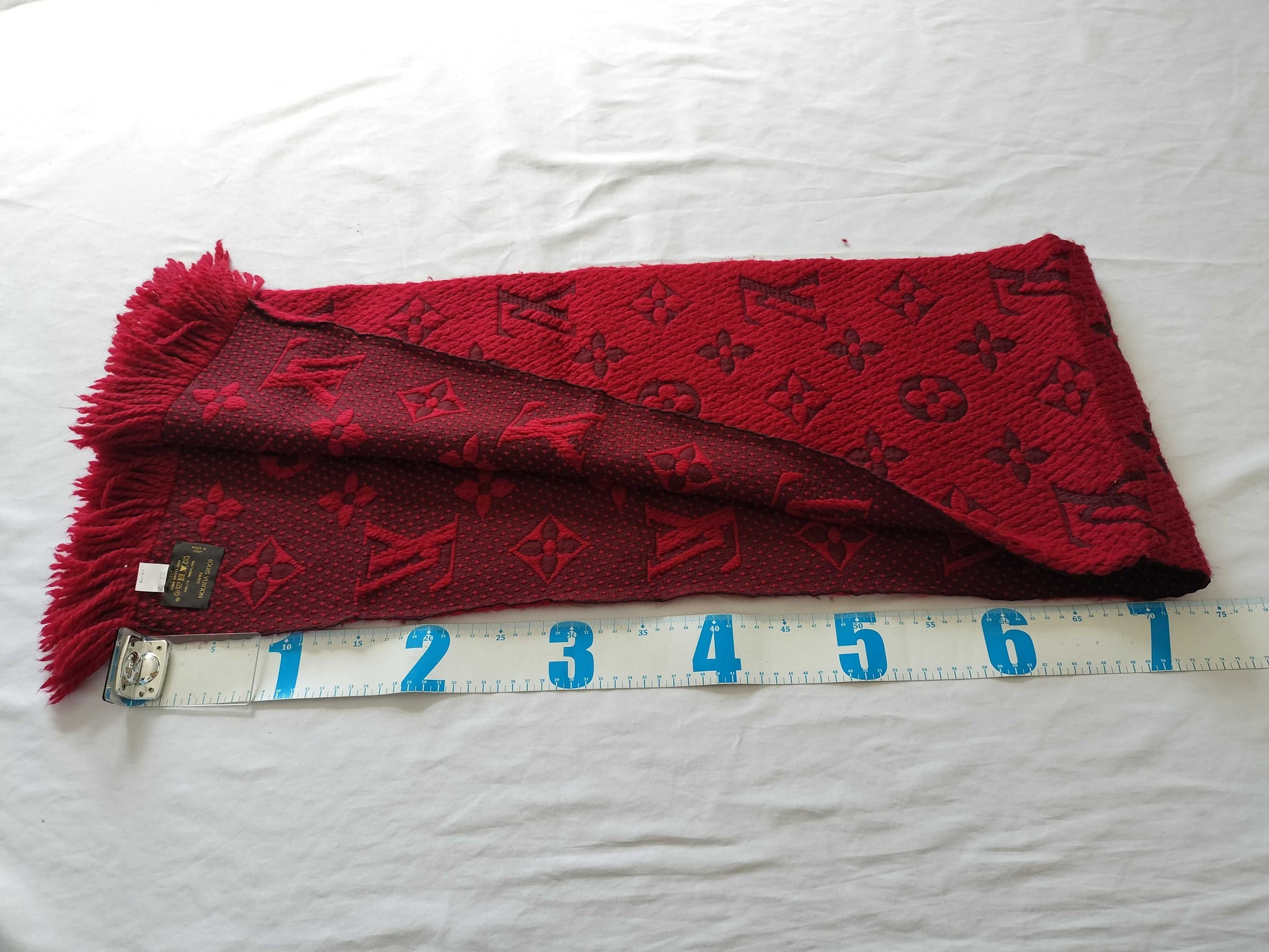 LOUIS VUITTON Monogram Scarf Red Scarf