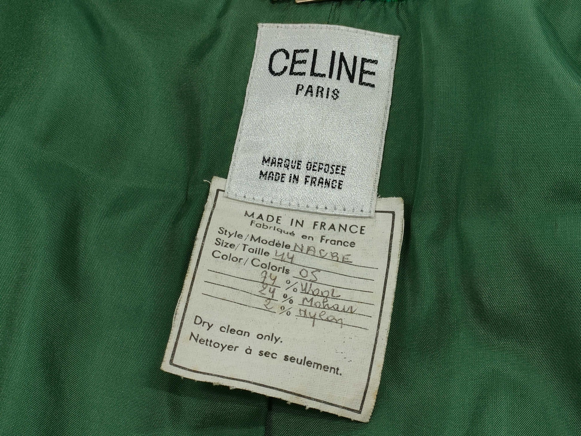 CELINE Tweed Jacket Green Jacket