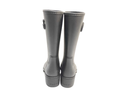 GUCCI Rubber Rain Boots/Black/GG/Boxed Rain Boots