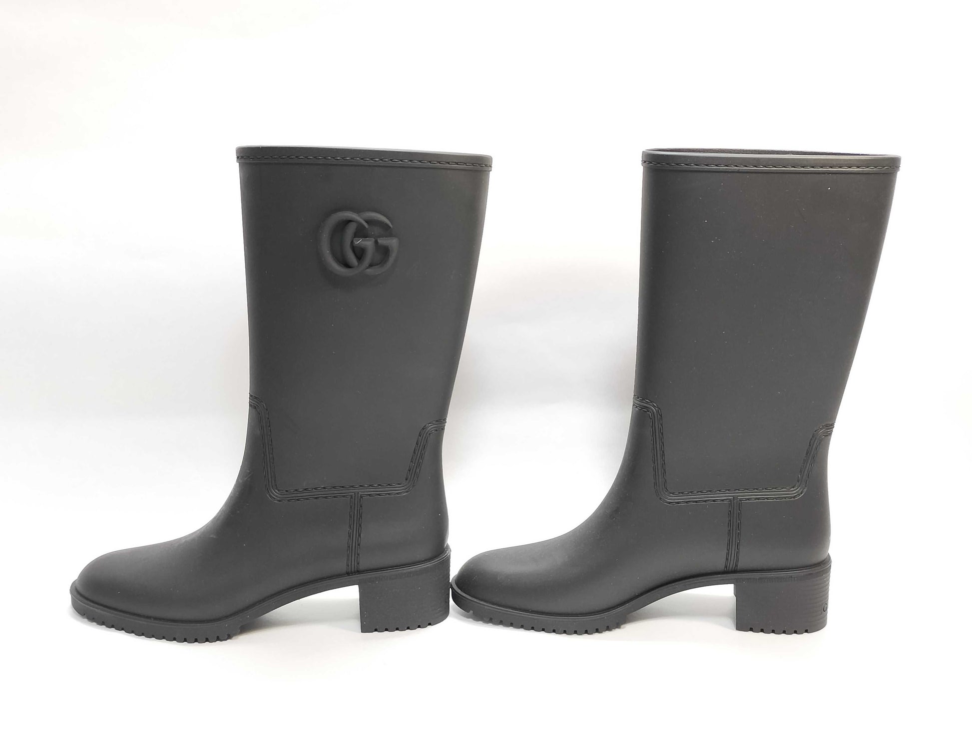 GUCCI Rubber Rain Boots/Black/GG/Boxed Rain Boots